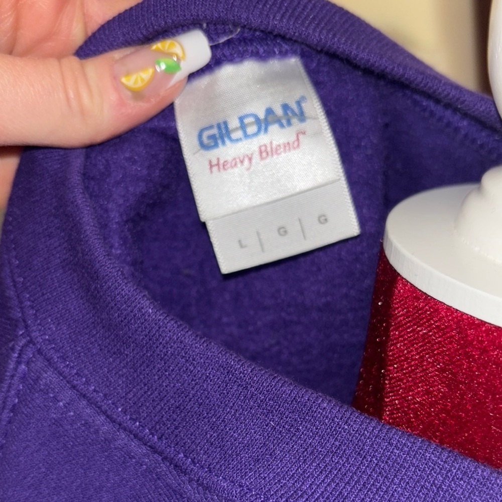 Gildan Purple Sweatshirt with Blue Graphic - Picture 3 of 8
